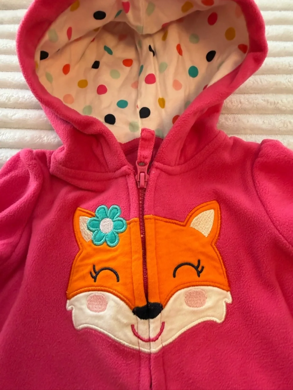 Carter's Bundle - Hot Pink Onesie With Fox & Two Piece Hot Pink/Grey Fleece Set